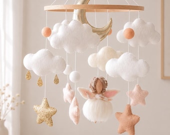 Fairy Crib Mobile: Handsydd filtdekoration för babyflicka