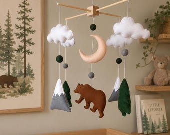 Bear Baby Mobile Woodland Nursery Decor Forest Crib Mobile Gift Newborn