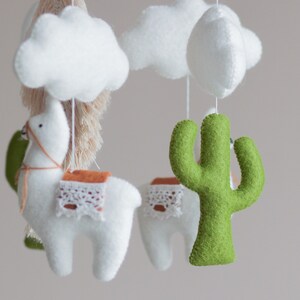 Baby mobile neutral, Boho nursery, Baby crib mobile, Llama Cactus mobile, Baby mobile, Boho mobile, Macrame mobile, Felt mobile image 4