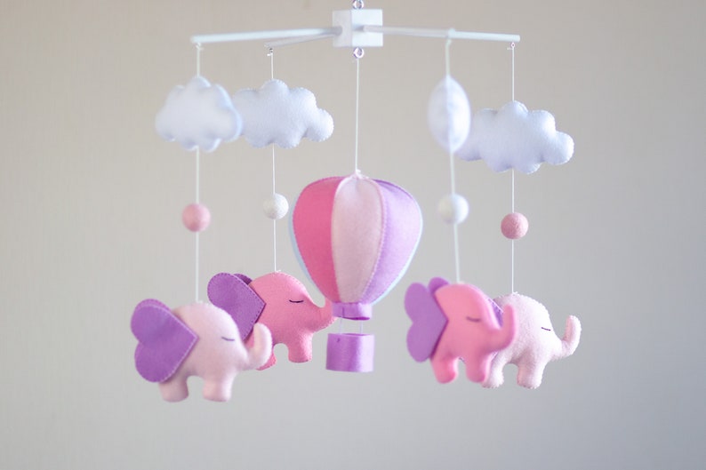 Baby mobile Elephant mobile Hot air balloon mobile Felt Etsy