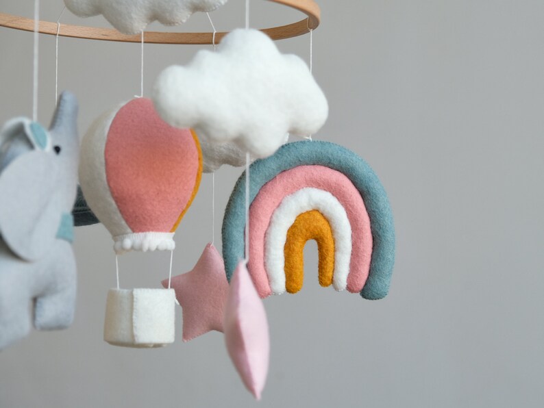 Baby Crib Mobile Elephant Mobile Baby Mobile Girl Pilot Etsy