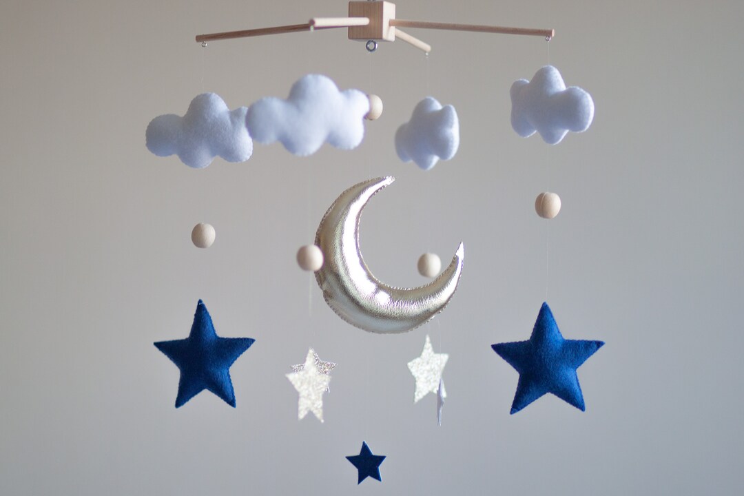 Baby Mobile Neutral, Navy Minimalist Baby Mobile, Baby Crib Mobile