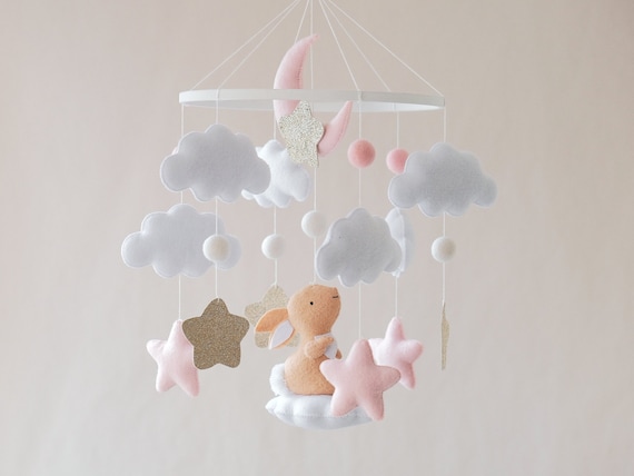 Baby mobile girl, Bunny baby crib mobile, Baby shower gift