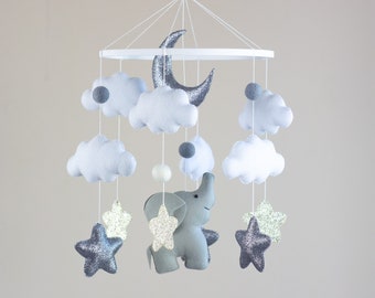 Baby mobile neutral, Elephant mobile, Baby crib mobile, Nursery mobile, Baby mobile, Girl mobile, Boy mobile, Crib mobile, Mobile Felt