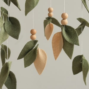 Unique Baby Shower Gift: Woodland Nursery Decor Baby Mobile with Olive Leaves. Create a Serene Nursery with this Forest Baby Mobile - Perfect for a Neutral Nursery Theme.