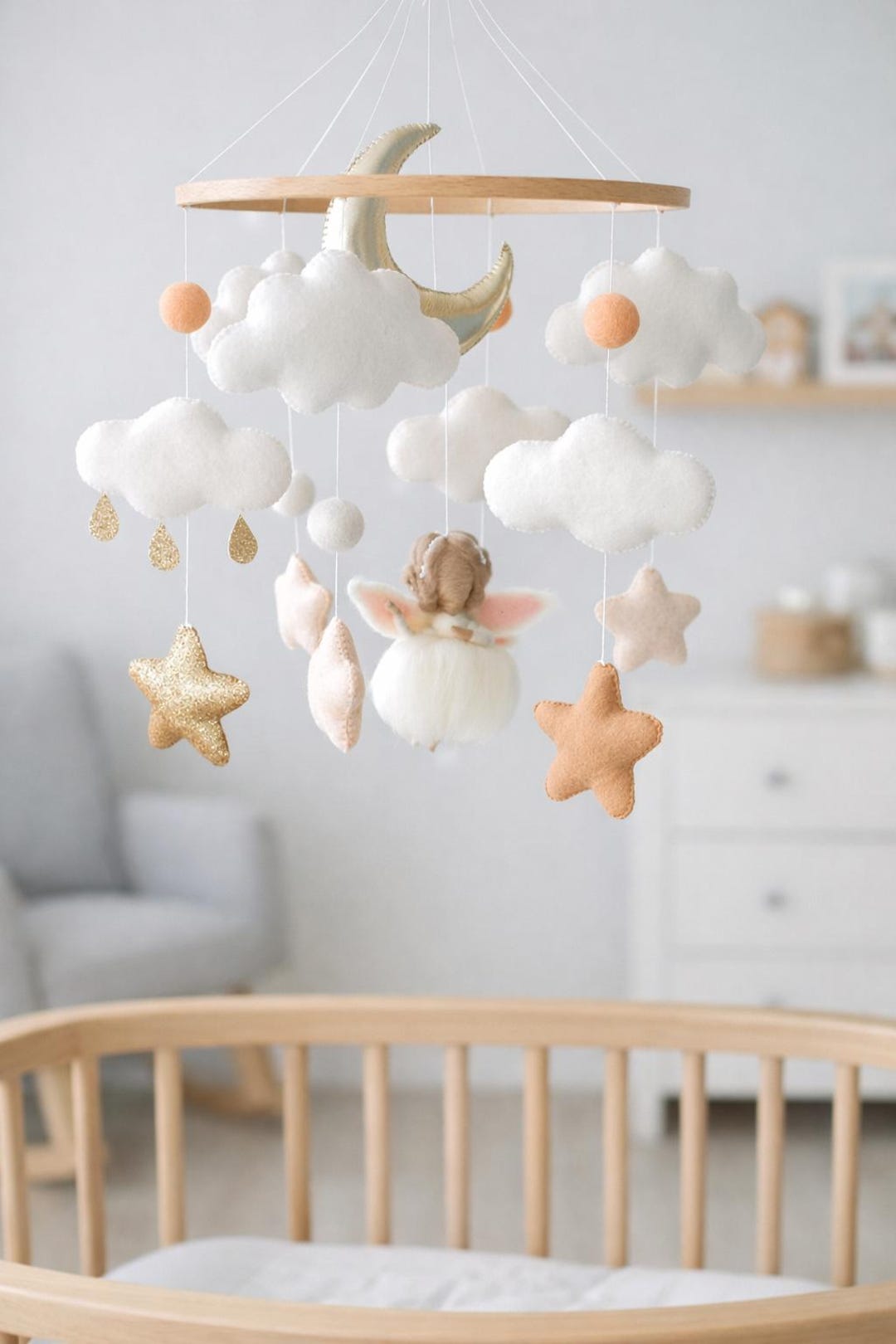 Fairy Baby Mobile – Felt Nursery Crib Decor, Handmade Hanging Mobile - Etsy