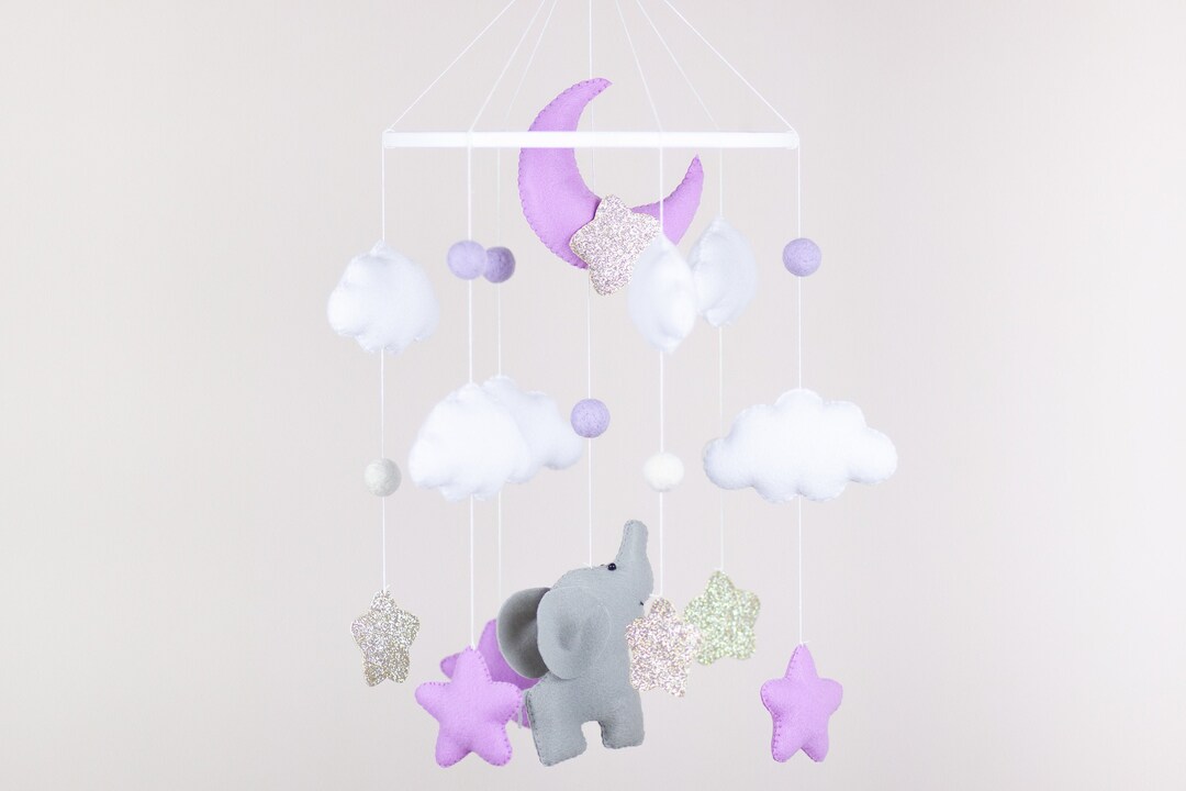 Baby Elephant Mobile, Elephant Mobile, Personalization Mobile, Girl