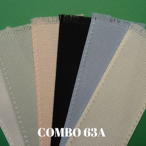 COMBO 63A - 6 Marcapáginas en blanco surtidos de Aida de 14 hilos con patrones diagonales
