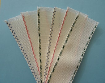 Set of 6 -  18 count Cross Stitch Bookmarks on Natural Aida (COMBO 125D)