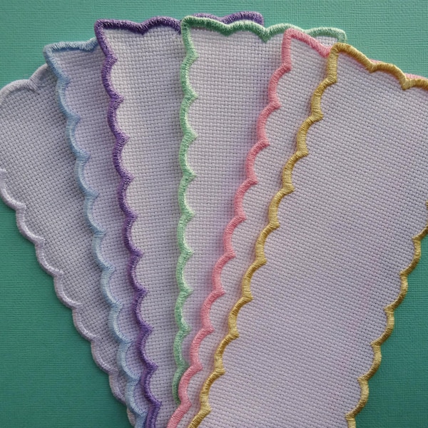 14 Count Aida Cross Stitch Bookmark Blanks - Scalloped Edge