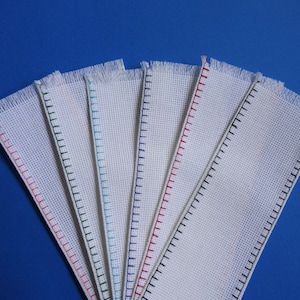 COMBO 127 - 6 Blank White 18 count Cross Stitch Bookmarks with blanket style border