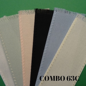 COMBO 63C - 6 Marcapáginas en blanco surtidos de Aida de 14 hilos con borde diagonal