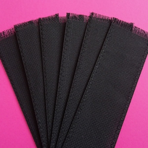 B13-BLKX2 - 6 Blank Black 14 count Cross Stitch Aida Bookmarks with Diagonal Pattern