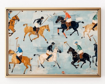 Vintage Polo Art Painting Print: Equestrian Sports Art (Digital Download)