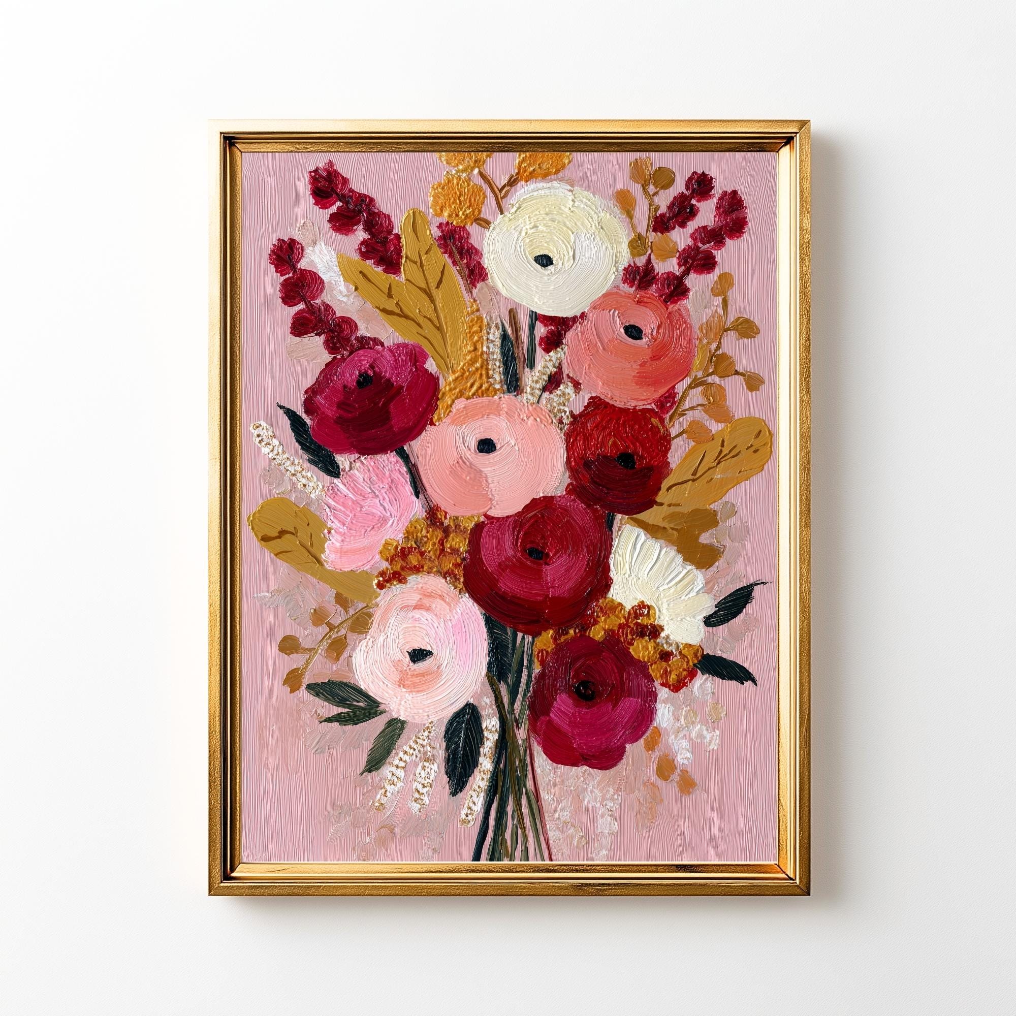 Valentine Floral Wall Art : Pink Romantic Bouquet – Digital