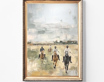 Vintage Polo Match Art Print: Equestrian Sports Decor (Digital Download