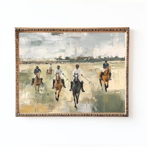 Vintage Polo Match Art Print: Equestrian Sports Decor (Digital Download