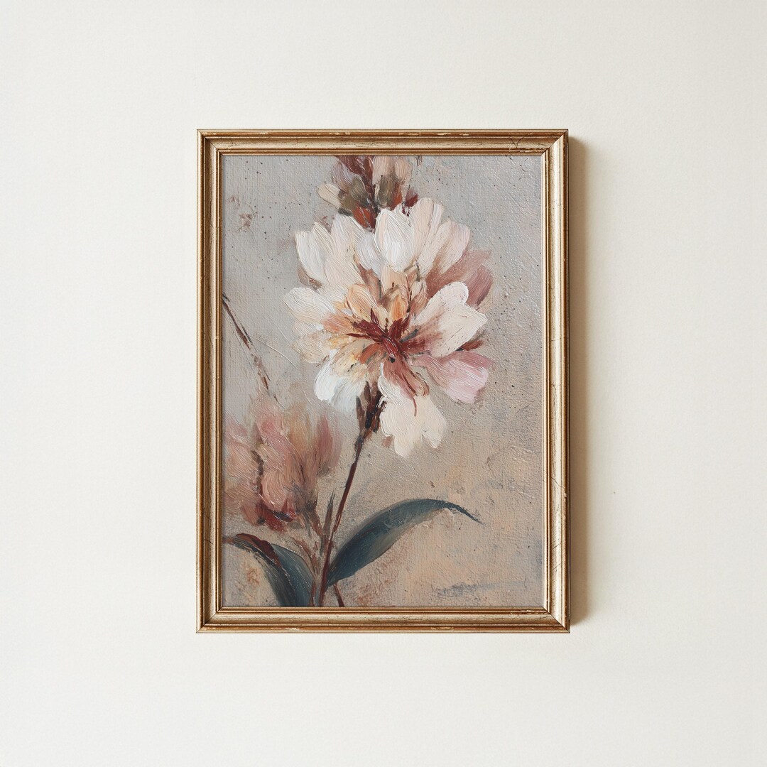 Neutral Floral Art Print | Modern Botanical Wall Decor | Textured ...