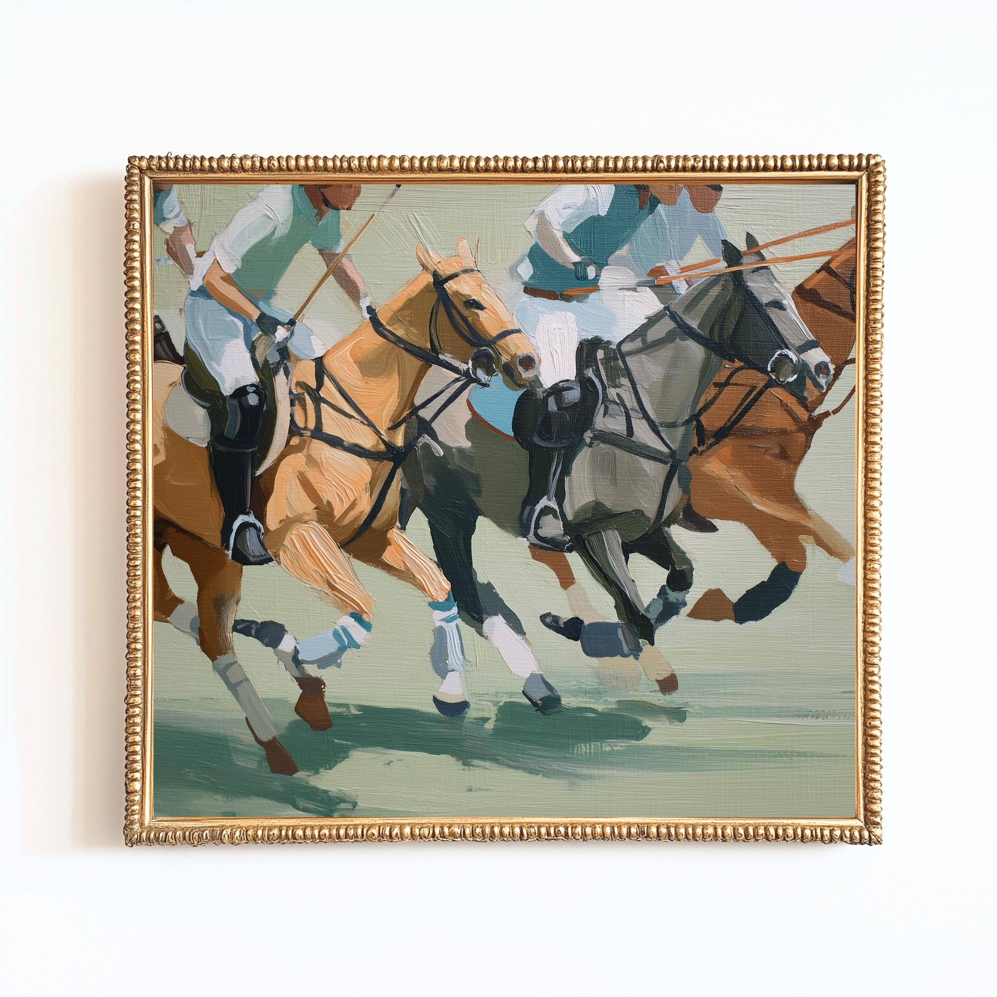 Vintage Polo Match Art Print: Country Club Sports Decor (digital
