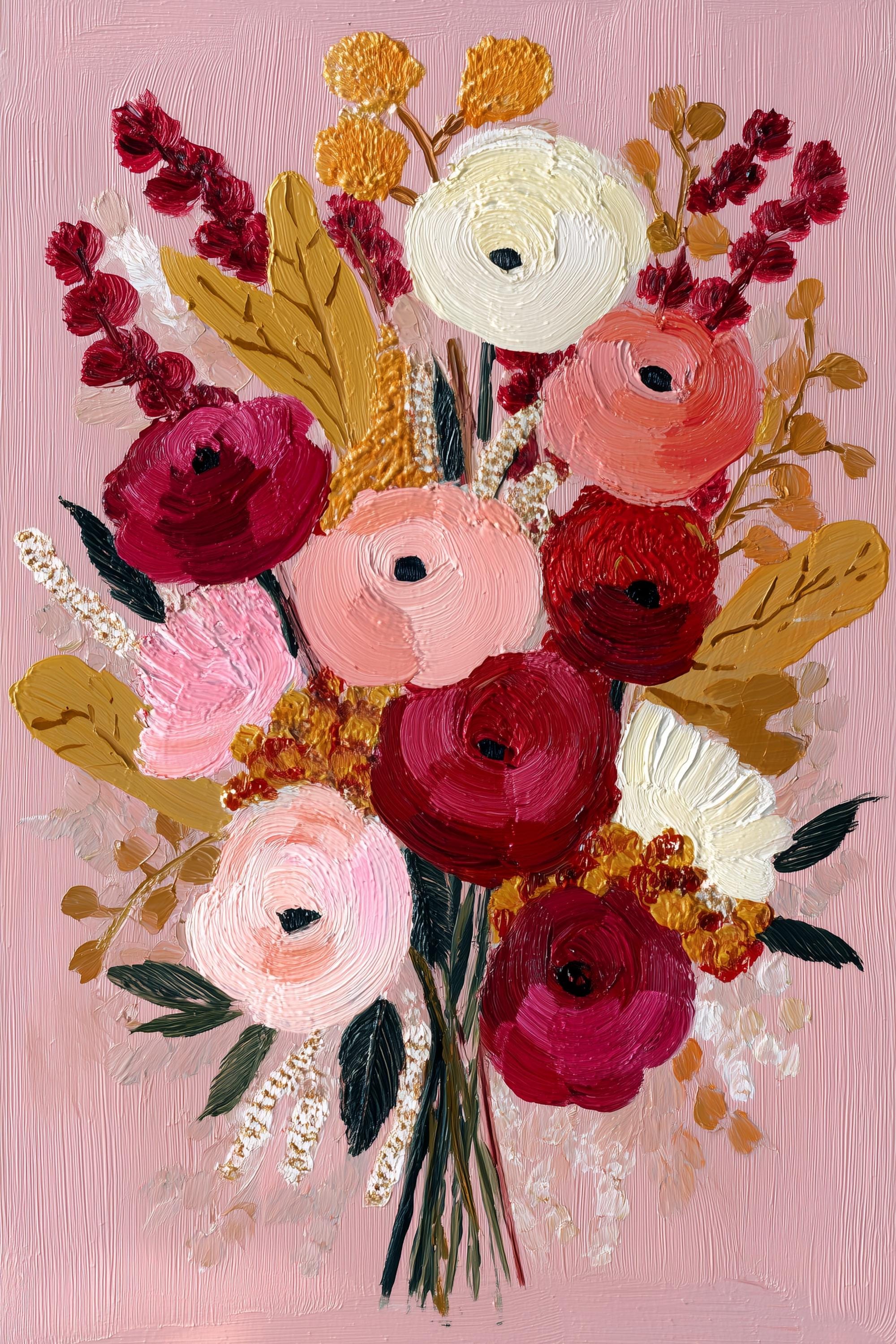 Valentine Floral Wall Art : Pink Romantic Bouquet – Digital