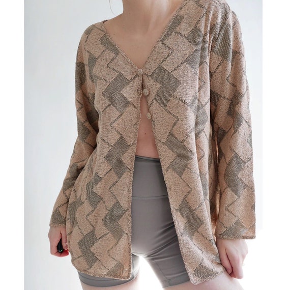 slinky knit blouse | funky y2k vintage chevron kn… - image 6