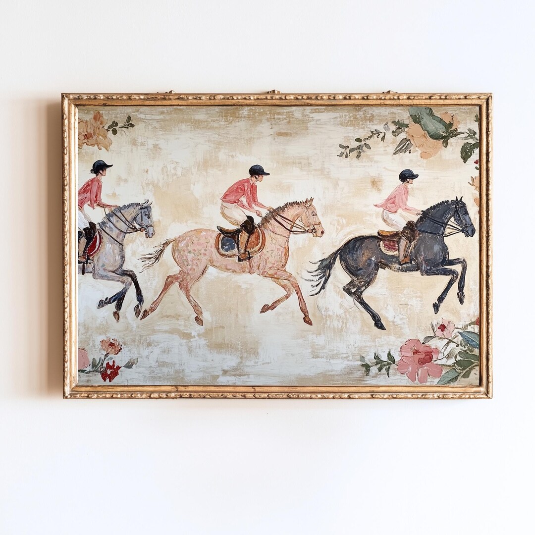 Horse Wall Art : Equestrian Riders Painting (digital Art) - Etsy