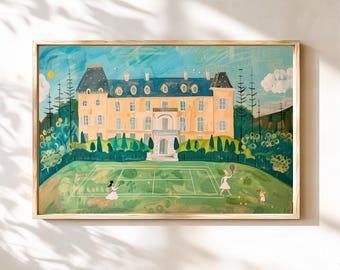 Tennis Wall Art: Château Tennis Court Print (Digital Download)