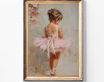 Little Ballerina Art Print | Soft Pastel Ballet Painting | Nursery Wall Decor | Digital Download