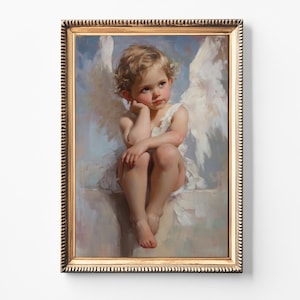 Vintage Cherub Angel Wall Art | Cupid Painting Digital Art | Coquette Nursery, Bedroom, Gallery Wall Decor | Digital Download Print