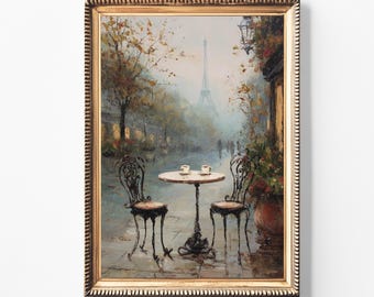 Foggy Paris Eiffel Tower Art Print | Vintage Cafe Decor (Digital Download)