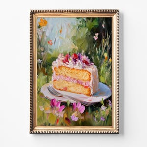 Colorful Kitchen Wall Art Girly Cake Art Print | Vintage Painting Unique Gift for Her | Coquette Wall Art | Instant Digital Download