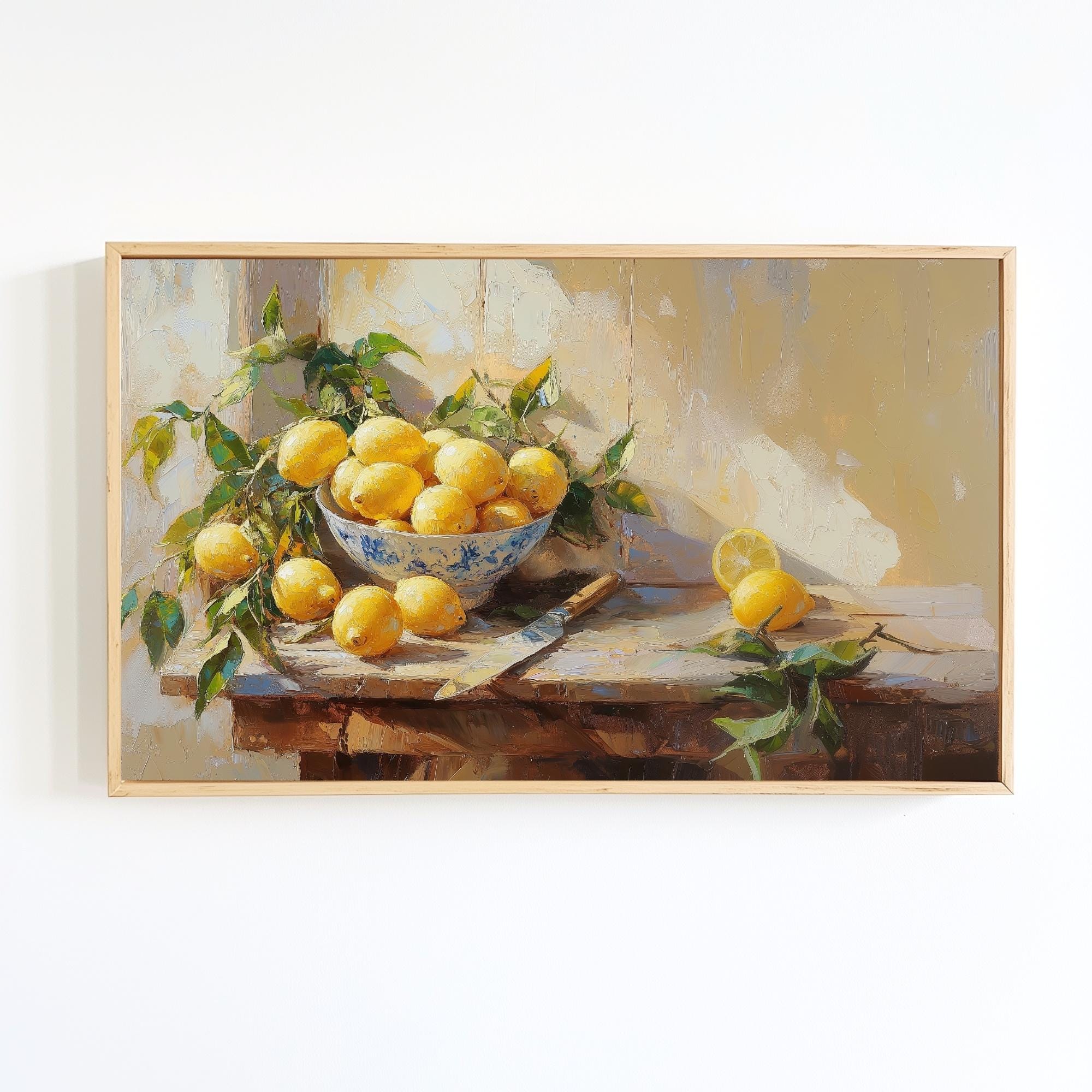 レモンの静物画：フランスの田舎風キッチンアート（デジタル