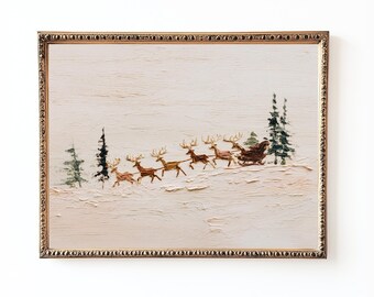 Santa Sleigh Christmas Print: Sepia Winter Landscape (Digital Download)