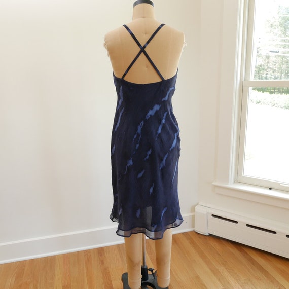 Silk bias cut dress cut-out blue dyed by MANI by … - image 3