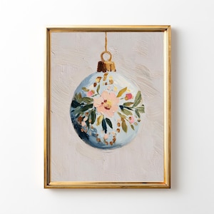 Blaue Blumenmalerei | Weihnachtswandkunst (Digitaler Download)