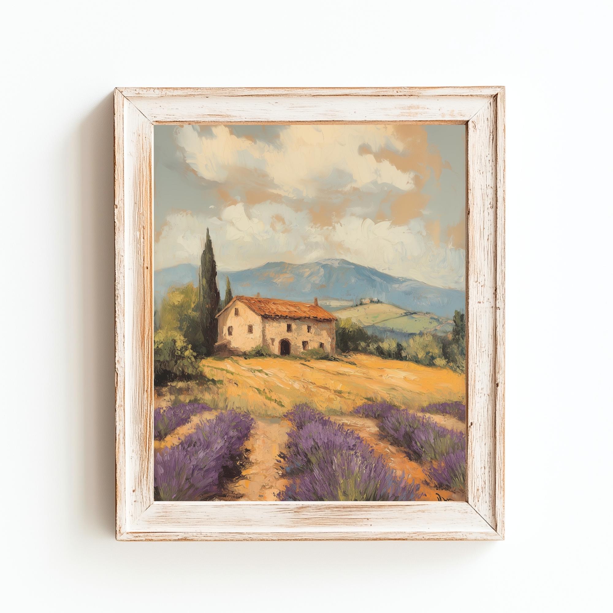 プロヴァンスの壁アート | フランスのラベンダー畑の絵画 | 素朴な田舎