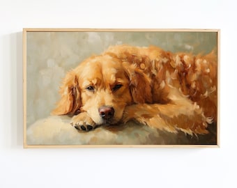 Vintage Golden Retriever Painting: Pet Memorial Art (Digital Download)
