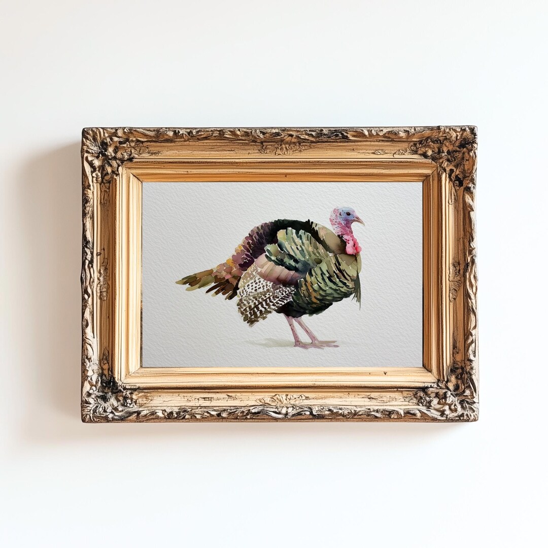 Vintage Turkey Thanksgiving Wall Art Print Watercolor Thanksgiving Fall ...