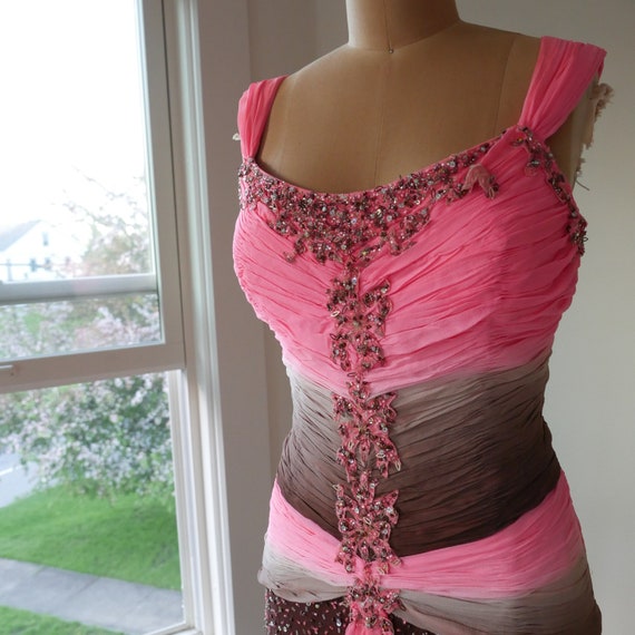 Hand Beaded Silk Gown Y2K Vintage Prom Dress Fair… - image 7