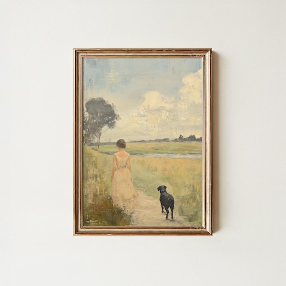 Black Lab Art Print: French Country Cottagecore Wall Decor (Digital Download)