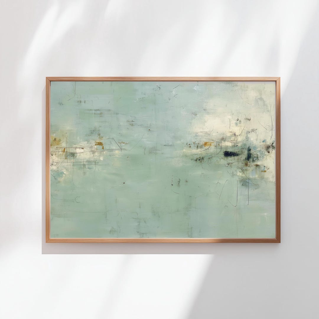 Sage Green Abstract Wall Art – Minimalist Textured Modern Painting ...