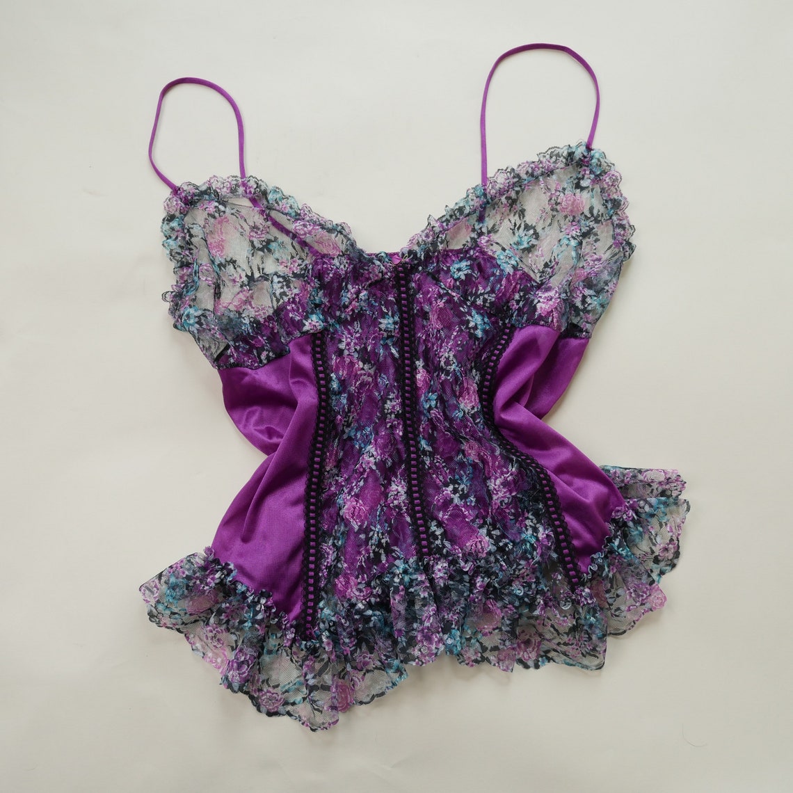 Fairycore Lingerie Camisole 80s Vintage Plus Size Floral | Etsy