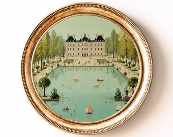 パリの壁画：リュクサンブール公園の春の絵画（デジタルアート
