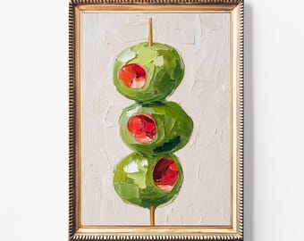 Bar Cart Kitchen Art: Martini Olives Art Print (Digital Download)