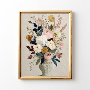 Stampa di natura morta floreale vintage: arredamento da cucina in stile cottage (download digitale)
