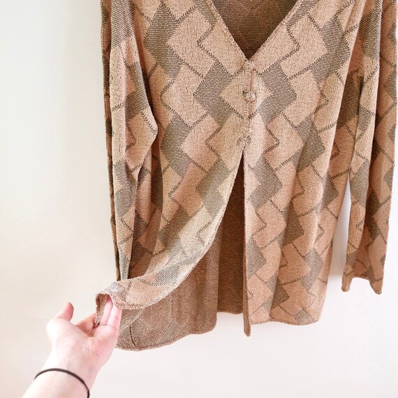 slinky knit blouse | funky y2k vintage chevron kn… - image 4