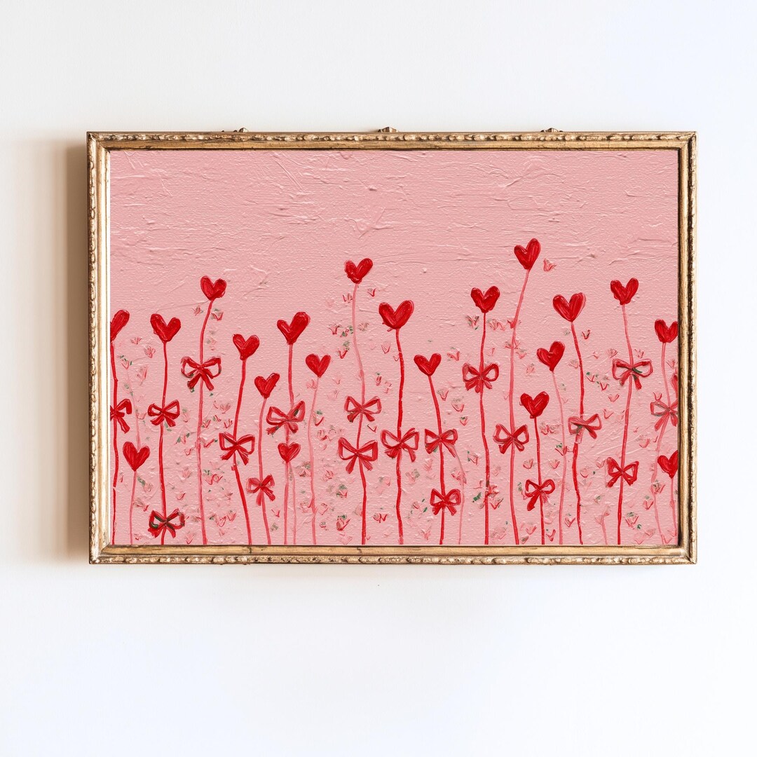 Valentines Day Wall Art Heart Flowers Girly Romantic Printable (digital ...