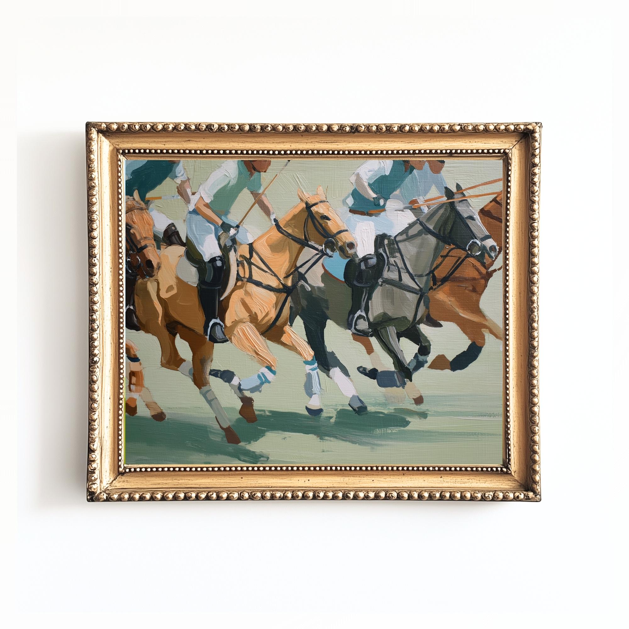 Vintage Polo Match Art Print: Country Club Sports Decor (digital