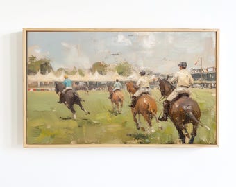 Vintage Polo Match Art Print: Equestrian Sports Decor (Digital Download)