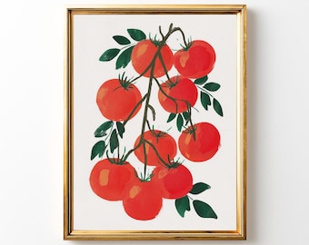Tomato Branch Painting | Rustic Kitchen Wall Art (Digital Download)